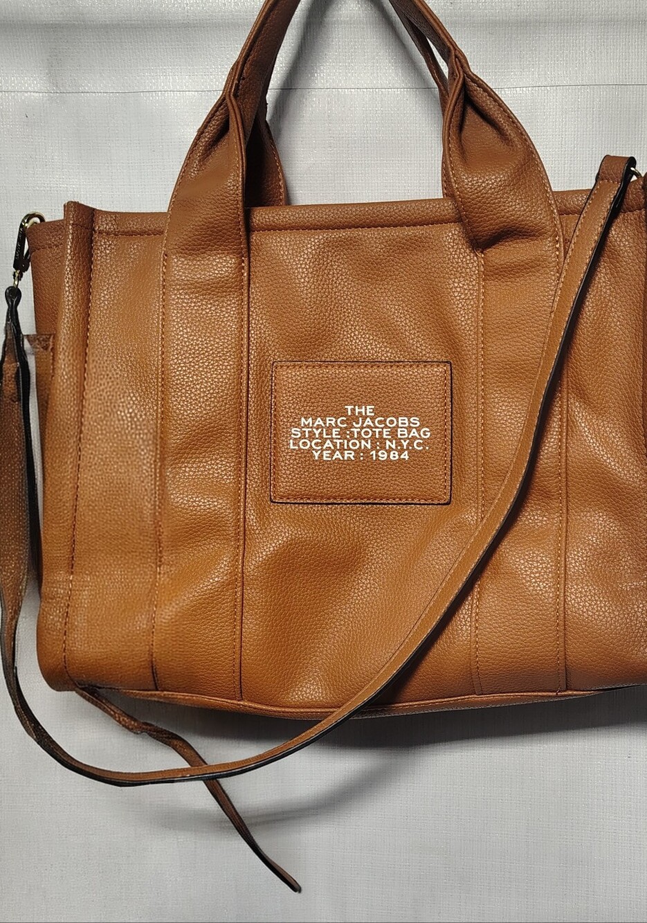 Marc Jacobs Brown Pebbled Leather The Tote Bag with Crossbody Strap - Picture 5 of 5